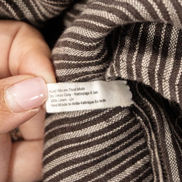Khadi and Co Bess Nielsen Linen Dress in Brown grey stripe y Size Small - Picture 5 of 9